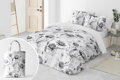 Luxusné biele makosaténové obliečky Elodie antracit so sivou potlačou rozkvitnutých kvetín, príjemné, priedušné a odolné. 4 Set 2×70×90cm a 2×140×200cm.