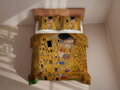 Luxusné obliečky z bavlneného makosaténu - 100% bavlna s potlačou slávneho obrazu The Kiss od Gustav Klimt.