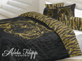 Makosaténové obliečky zo 100% bavlnených priadzí s potlačou krásneho zlatého tigra na čiernom podklade. Kvalitná potlač, ktorá len tak nevybledne.