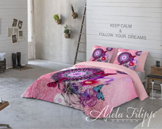 Saténové obliečky FOREVER Pink | 100% bavlnený satén | Mandala - ružová | 140x200 70x90