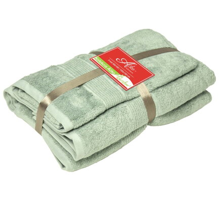 2 SET BAMBOO Smoke Green | Uterák 50x100, veľká osuška 100x150