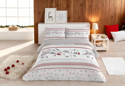 Vianočné obliečky CHALÚPKY Sivá