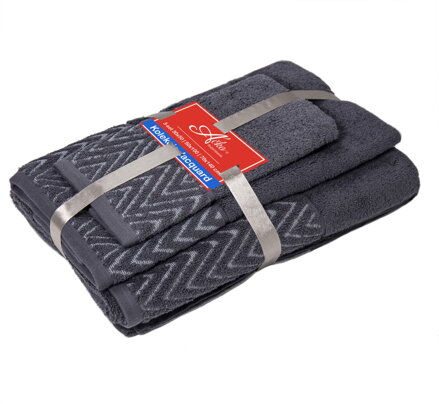 3 SET Waves Excalibur Grey | Uteráčik 50x30, uterák 50x70, osuška 70x140