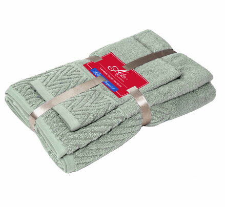 3 SET Waves LIGHT GREEN | Uteráčik 50x30, uterák 50x100, osuška 70x140