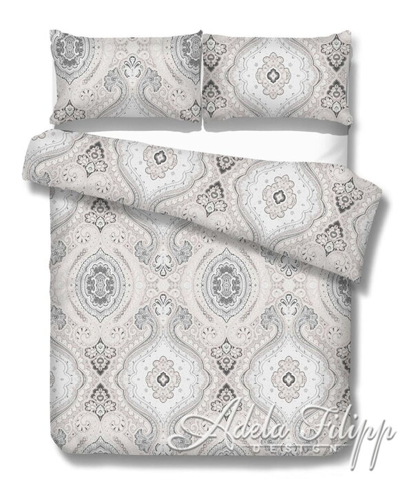 Makosaténové obliečky Palace Grey | Bavlnený makosatén | Ornament | 140x200 70x90