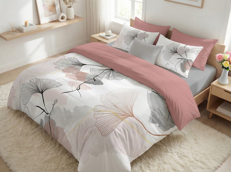 Makosaténové obliečky Ginka Ružová