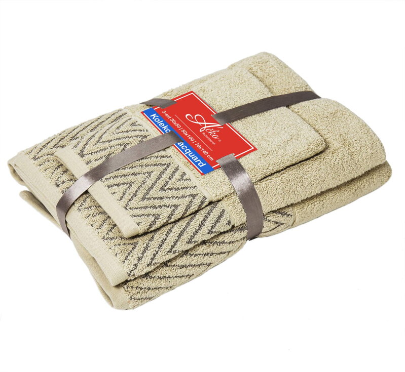 3 SET Waves Ecru | Uteráčik 50x30, uterák 50x70, osuška 70x140 3 SET Waves Ecru | Uteráčik 50x30, uterák 50x70, osuška 70x140