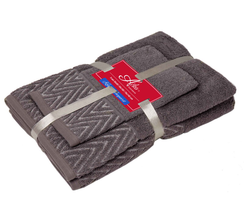 3 SET Waves ANTRACIT | Uteráčik 50x30, uterák 50x100, osuška 70x140 3 SET Waves ANTRACIT | Uteráčik 50x30, uterák 50x100, osuška 70x140
